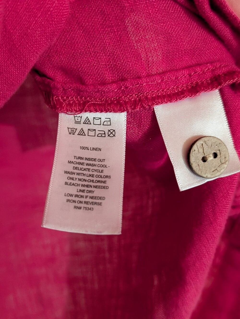 Cynthia Rowley 100% Linen Hot Pink Side-Button Top - Medium - Picture 5 of 5